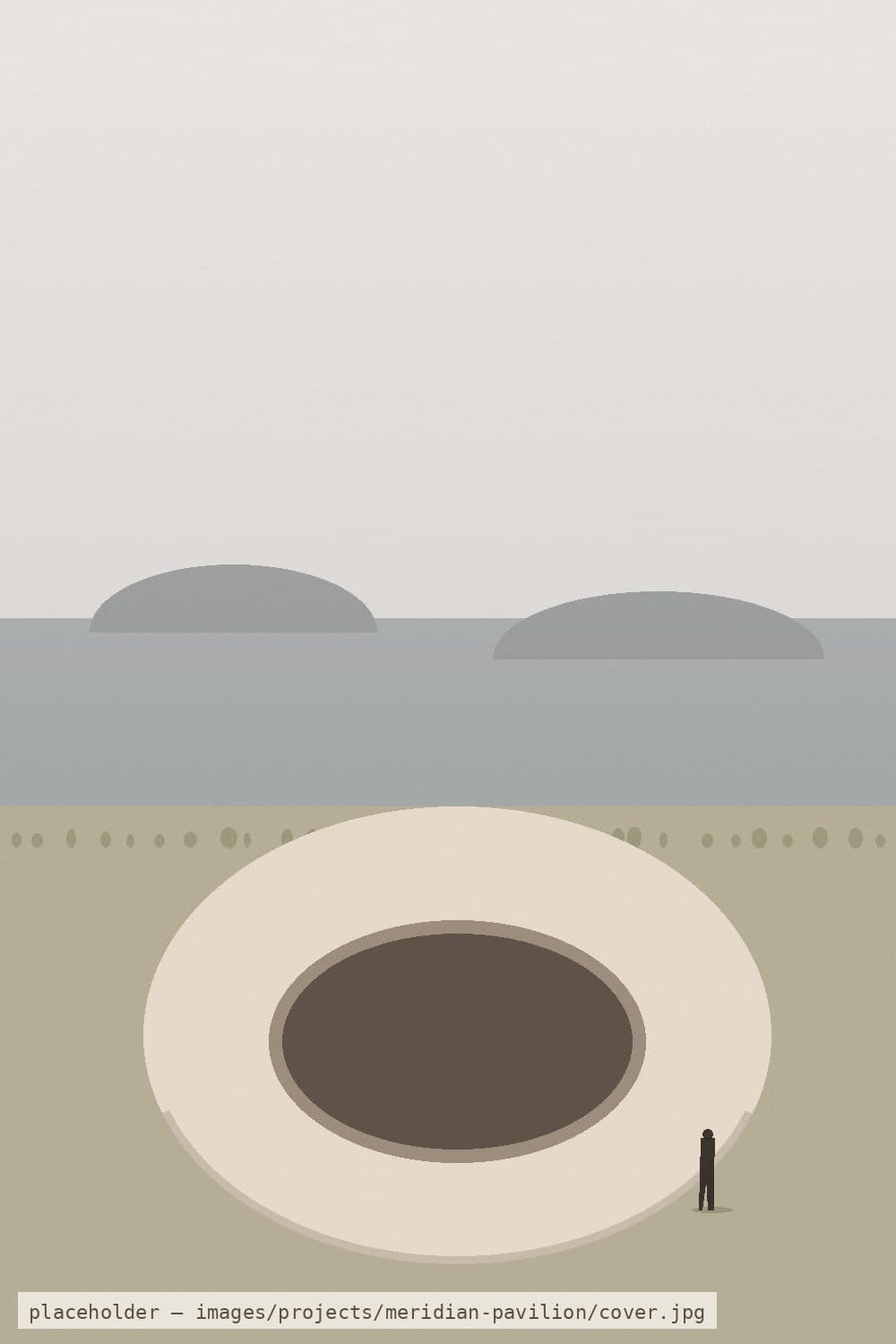 Meridian Pavilion — A single concrete disc pressed into a headland, holding a room you only find by descending.