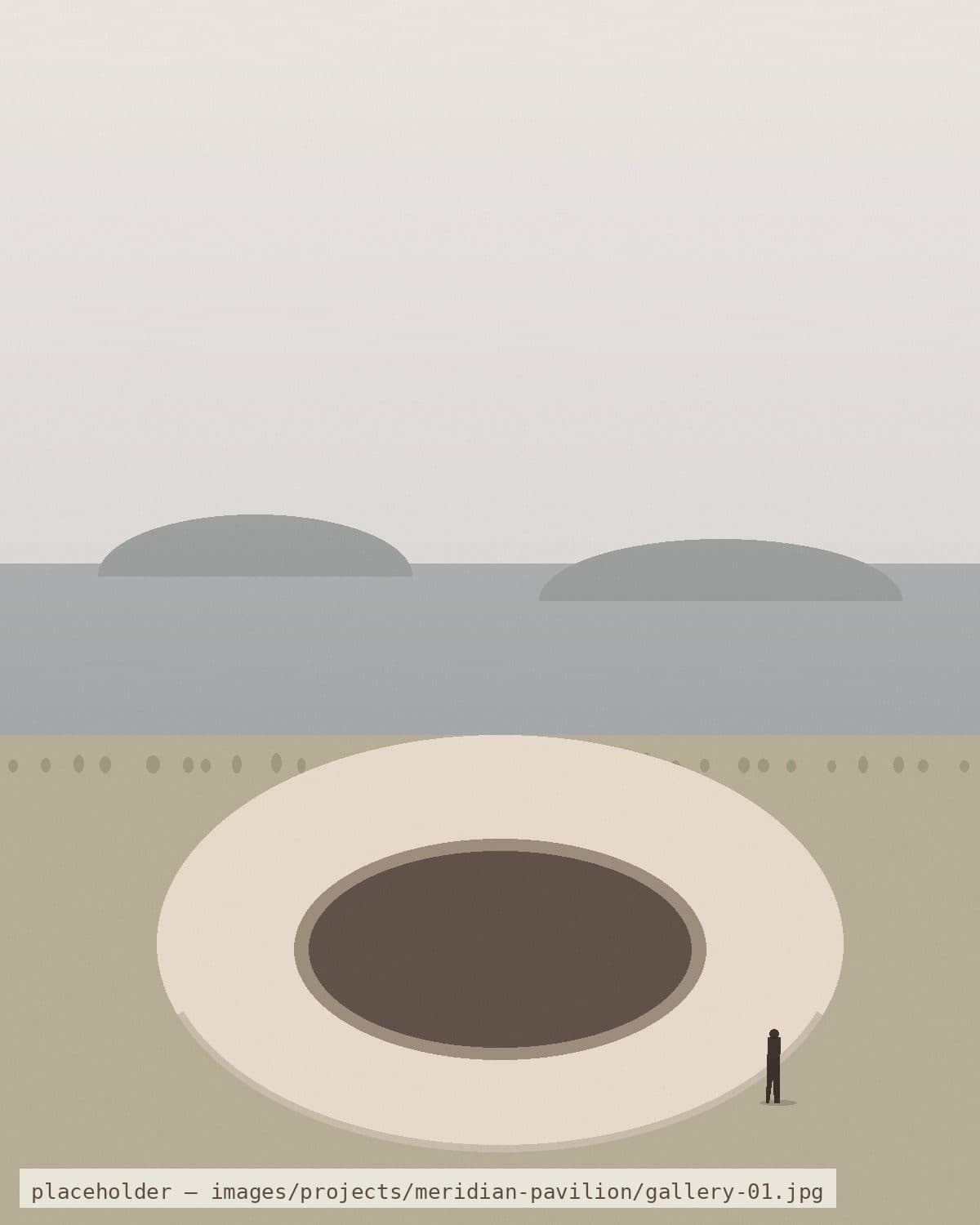 Meridian Pavilion — Headland approach, October light